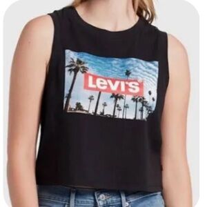 Levi's Size L Black Graphic Palm Trees Tank Top!!!